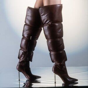 AZALEA WANG NOT YOUR AVERAGE STILETTO BOOT IN BROWN